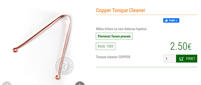 Copper Tonque Cleaner info www.herbals.lv