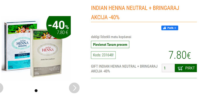 INDIAN HENNA NEUTRAL + BRINGARAJ AKCIJA -40% info www.herbals.lv