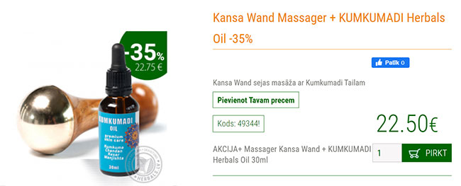 Kansa Wand Massager + KUMKUMADI Herbals Oil -35% info www.herbals.lv
