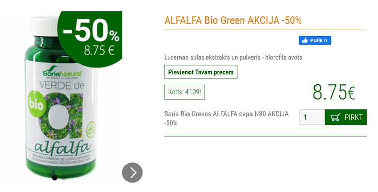 ALFALFA Bio Green AKCIJA -50% info www.herbals.lv