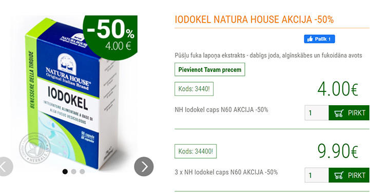 IODOKEL NATURA HOUSE AKCIJA -50% info www.herbals.lv