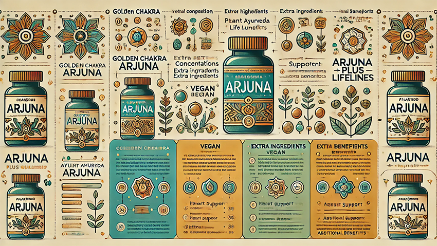 Salīdzinošā tabula ar Arjunas preparātiem no herbals.lv