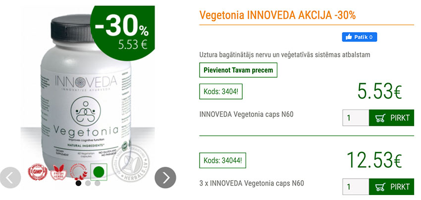 Vegetonia INNOVEDA AKCIJA -30% info www.herbals.lv