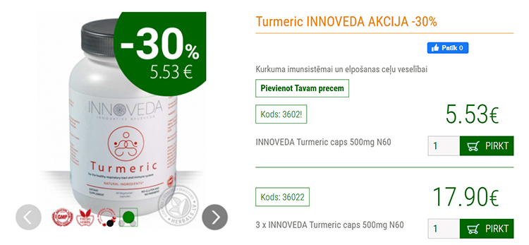 Turmeric INNOVEDA AKCIJA -30% info www.herbals.lv
